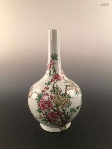 Chinese Enamel Of Flower &Butterfly Globular Vase With