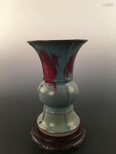 Chinese Jun Ware Porcelain Gu-Shaped Vase