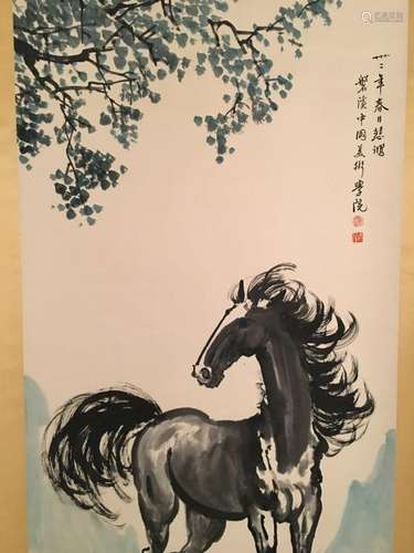 Chinese Hanging Scroll of 'Horse', Xu Beihong Signature