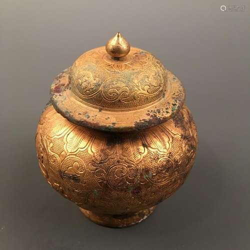 Chinese Gilt Bronze Jar