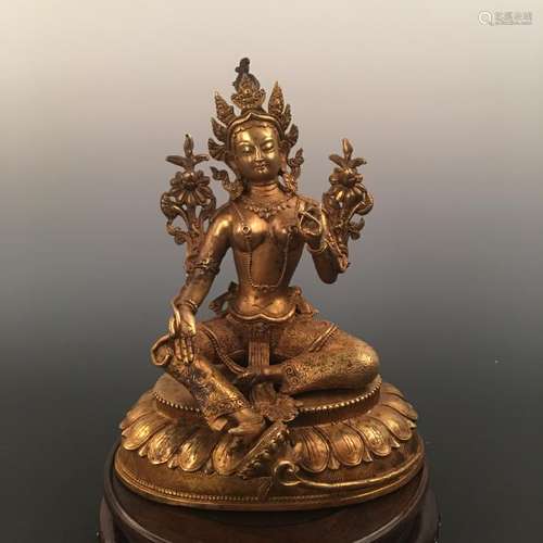 Chinese Gilt Brass Buddha Statue