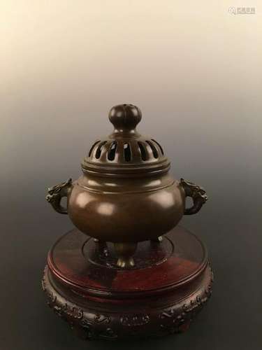 Chinese Tripod Brass Incense Burner