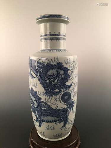 Chinese Blue&White Beast Decorated Porcelain