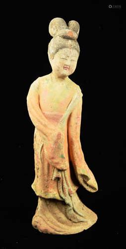 A Tang Dynasty Style Tri-Colour Pottery Doll of a Lady Dancer