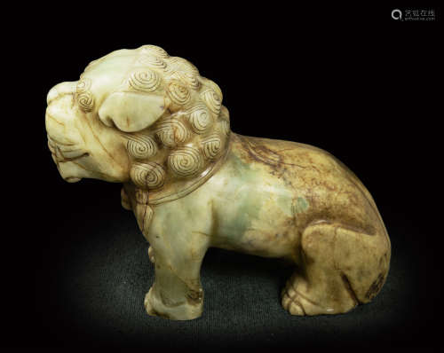 An Old Jade Lion Statue