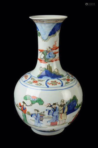 [Chinese] A Penta-Colour (Wu-cai) Porcelain Vase with Portrait of Eight Immortals