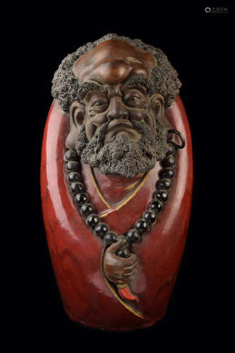 [Chinese] A Shiwan Pottery Bodhi dharma Sculpture