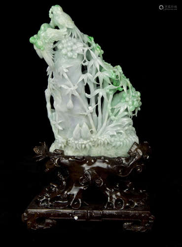 Green Jadeite Bamboo Decor Piece 