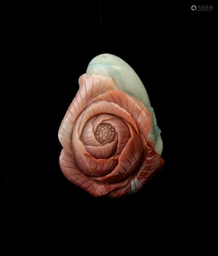 A Natural Multi-Colour Amazonite Handcrafted Peony Pendant