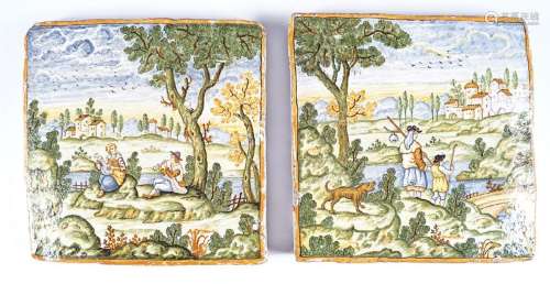 PAIR OF LARGE 18TH-CENTURY FAIENCE TILES