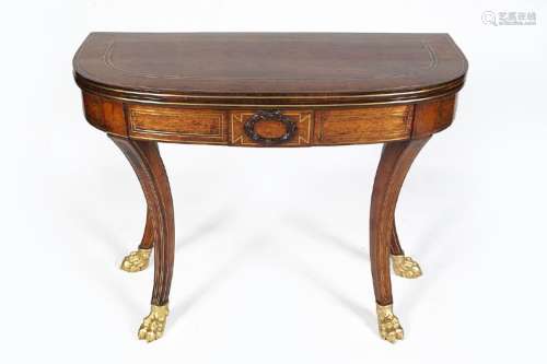 REGENCY PERIOD ROSEWOOD AND BRASS INLAID GAMES TABLE