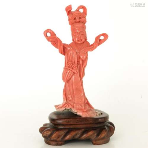 A Carved Red Coral Sculpture