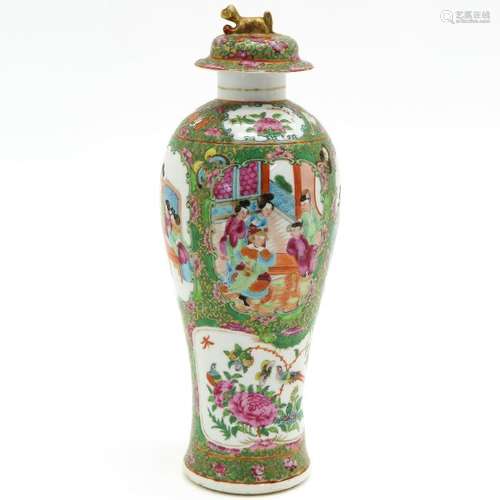 A Cantonese Garniture Vase with Cover