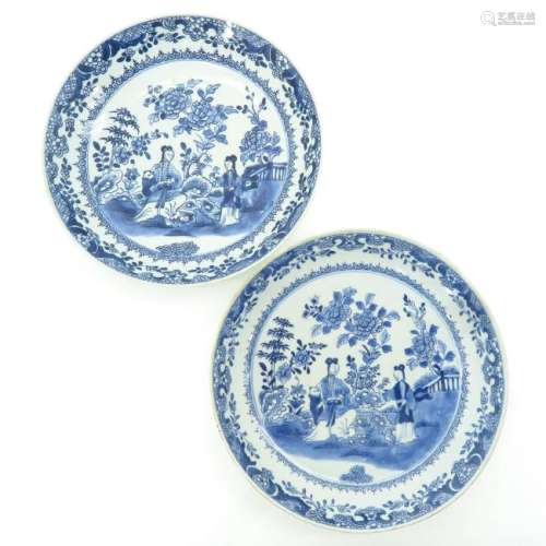 A Pair of Blue and White Decor Chargers