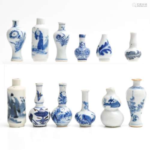 A Collection of Twelve Miniature Vases