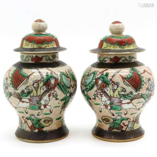 A Pair of Nanking Temple Jars