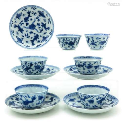 A Collection of Blue and White Decor Cups and Saucers