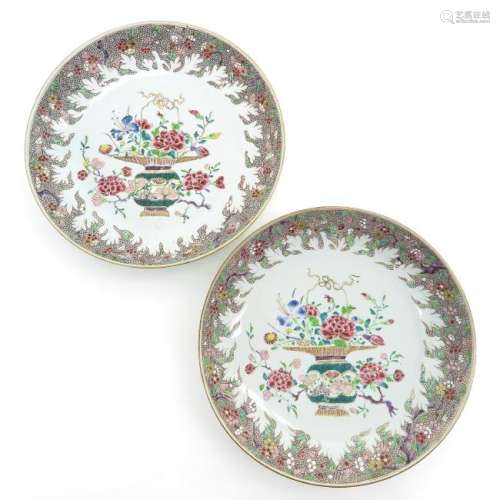 Two Famille Rose Decor Chargers