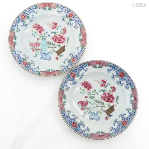 A Pair of Famille Rose Decor Chargers