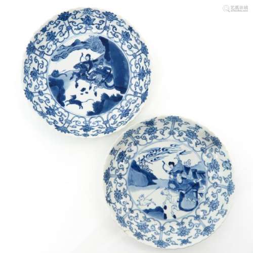 Two Blue and White Decor Plates