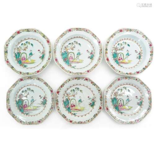 A Series of Six Famille Rose Decor Plates