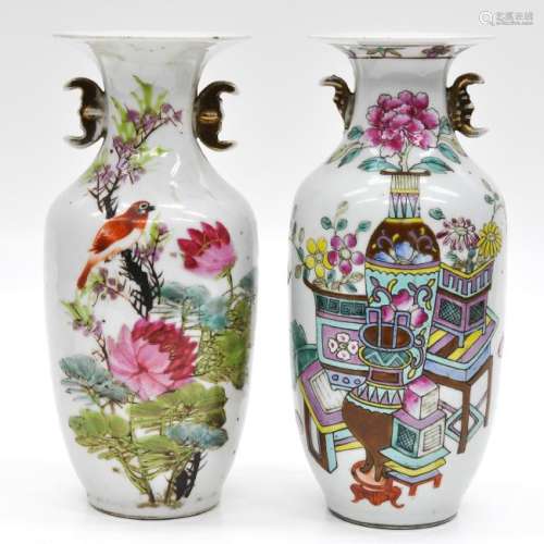 Two Polychrome Decor Vases