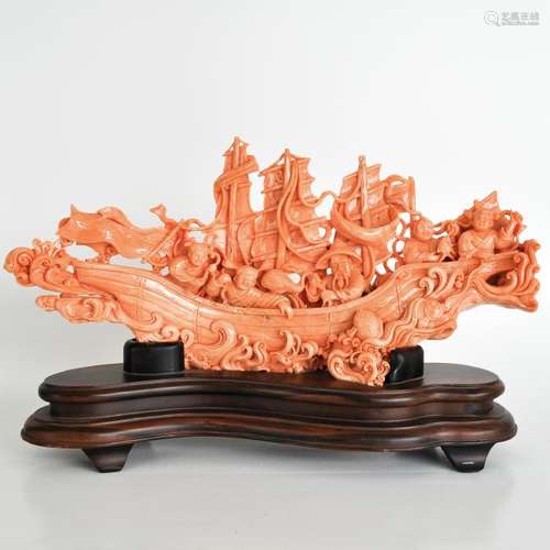 An Exquisite Carved Red Coral Sculpture