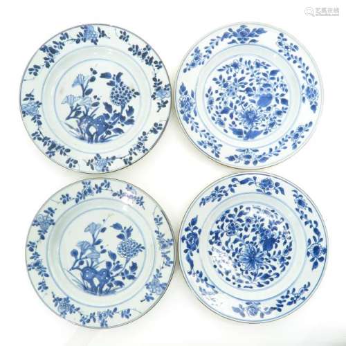 Four Blue and White Decor Plates