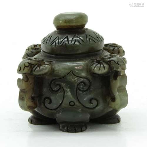 A Small Jade Pot with Cover