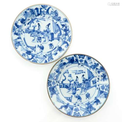 A Pair of Blue and White Decor Plates