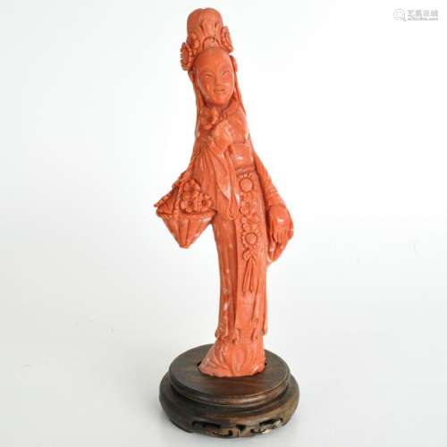 A Carved Red Coral Sculpture