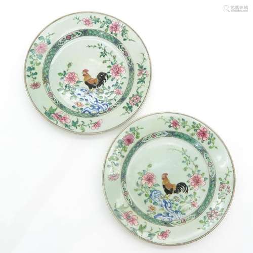 A Pair of Famille Rose Decor Plates