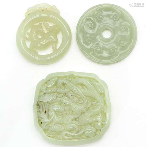 Three Carved Jade Sculptures