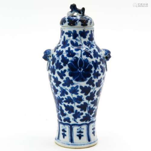 A Blue and White Decor Vase with Cover