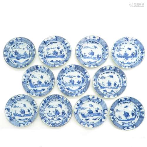 A Series of Eleven Blue and White Decor Plates