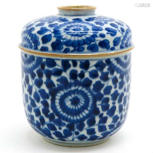 A Blue and White Decor Jar with Cover