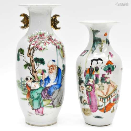 Two Polychrome Decor Vases