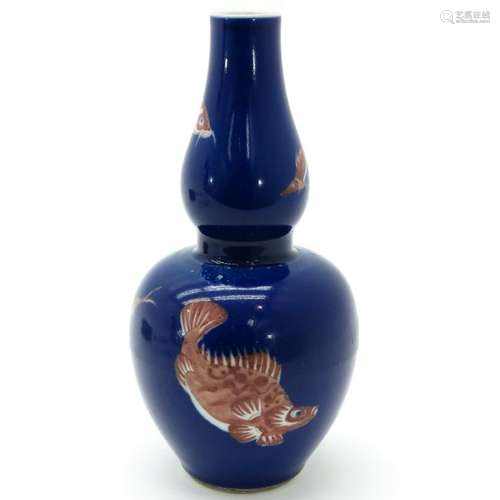 A Dark Blue Glaze Gourd Vase