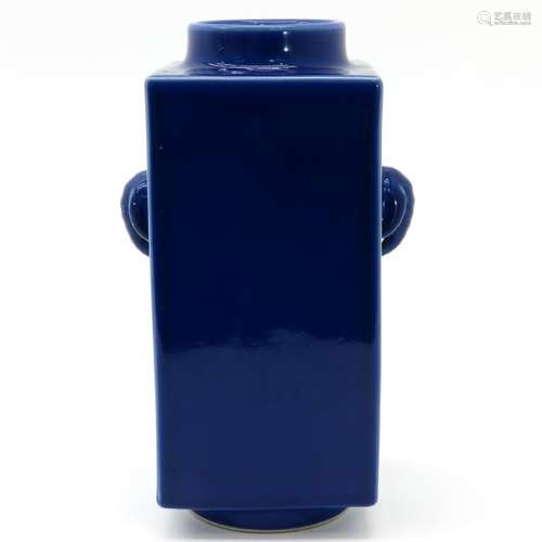 A Blue Monochrome Square Vase