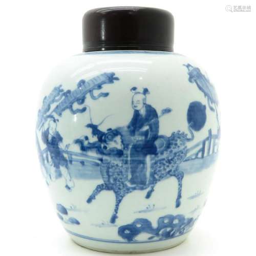 A Blue and White Decor Ginger Jar
