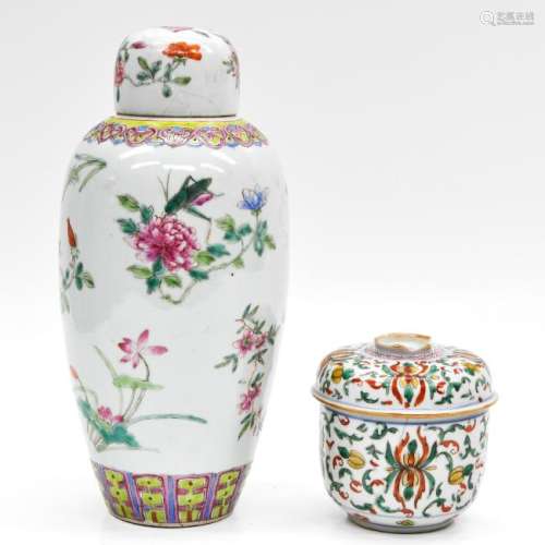 A Vase and Jar with Cover