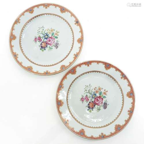 A Pair of Famille Rose Decor Plates