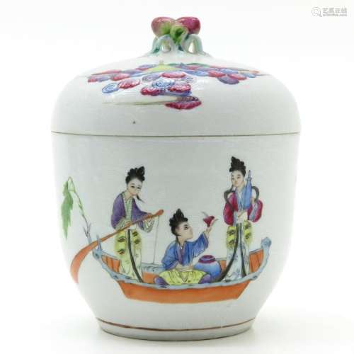 A Famille Rose Decor Jar with Cover