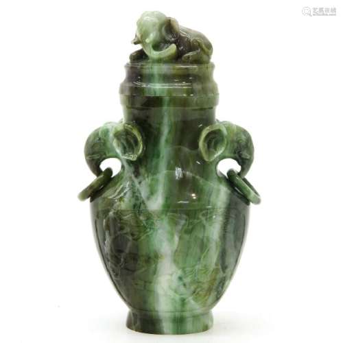 A Carved Jade Vase with Cover