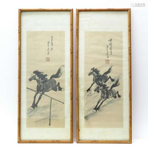 A Pair of Framed Chinese Works of Art