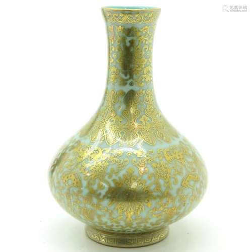 A Celadon and Gold Gilt Decor Vase