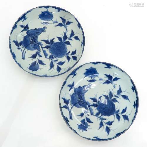 A Pair of Blue and White Decor Plates