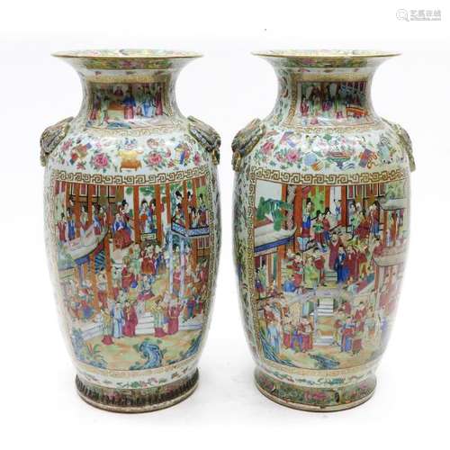 A Large Pair of Cantonese Vases