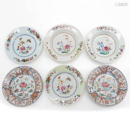 A Collection of Six Polychrome Decor Plates