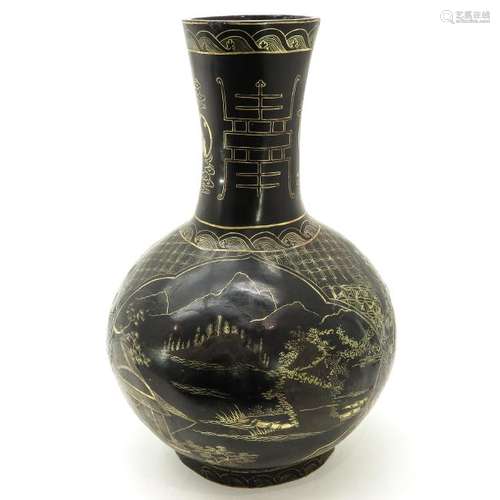 A Chinese Papier Mache Vase